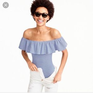 J. Crew Off-the-shoulder Ruffle Bodysuit